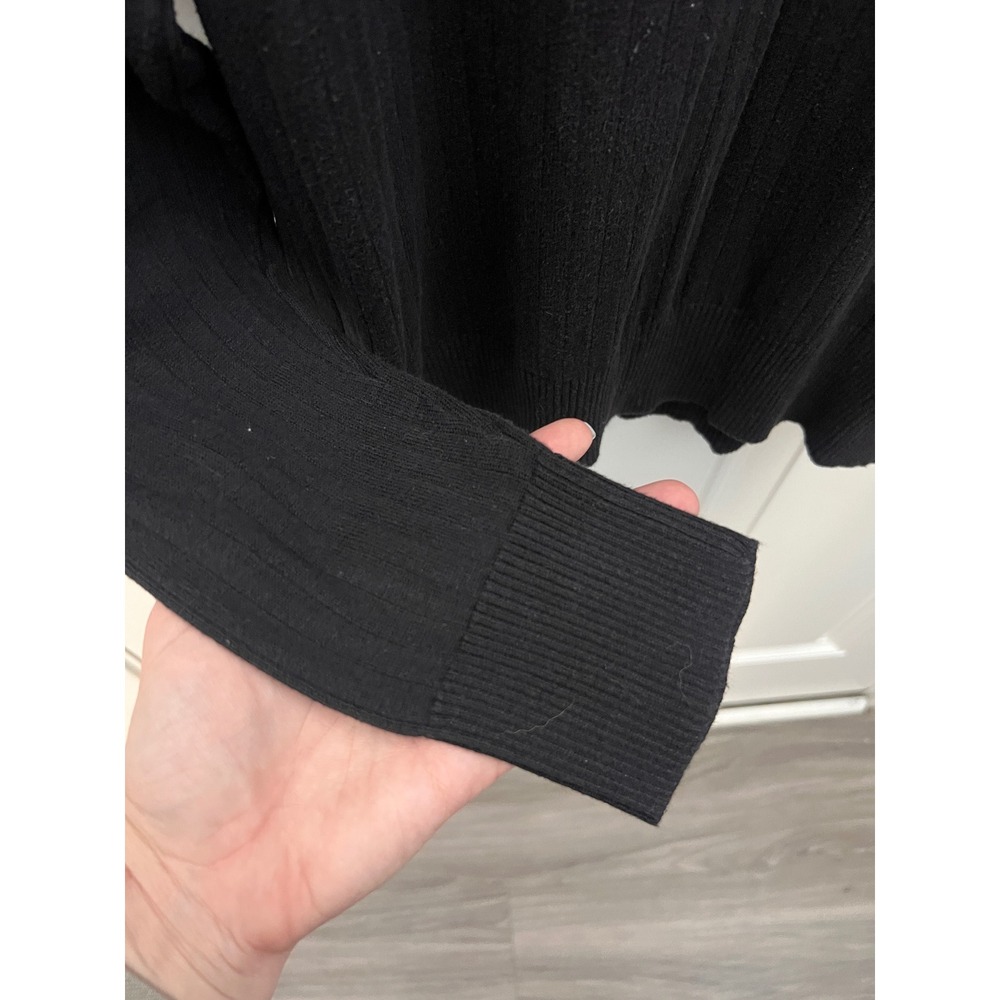 Calvin Klein Jeans Mens Black Ribbed Cotton Quarter Zip Sweater Large CKJ Logo - Picture 2 of 8